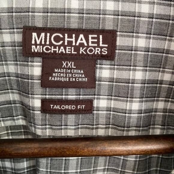 MICHAEL Michael Kors Tailor Fit Gray Plaid Button Up - XXL - Picture 4 of 4